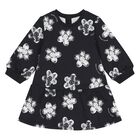 Younger Girls Black Flower Dress, 1, hi-res