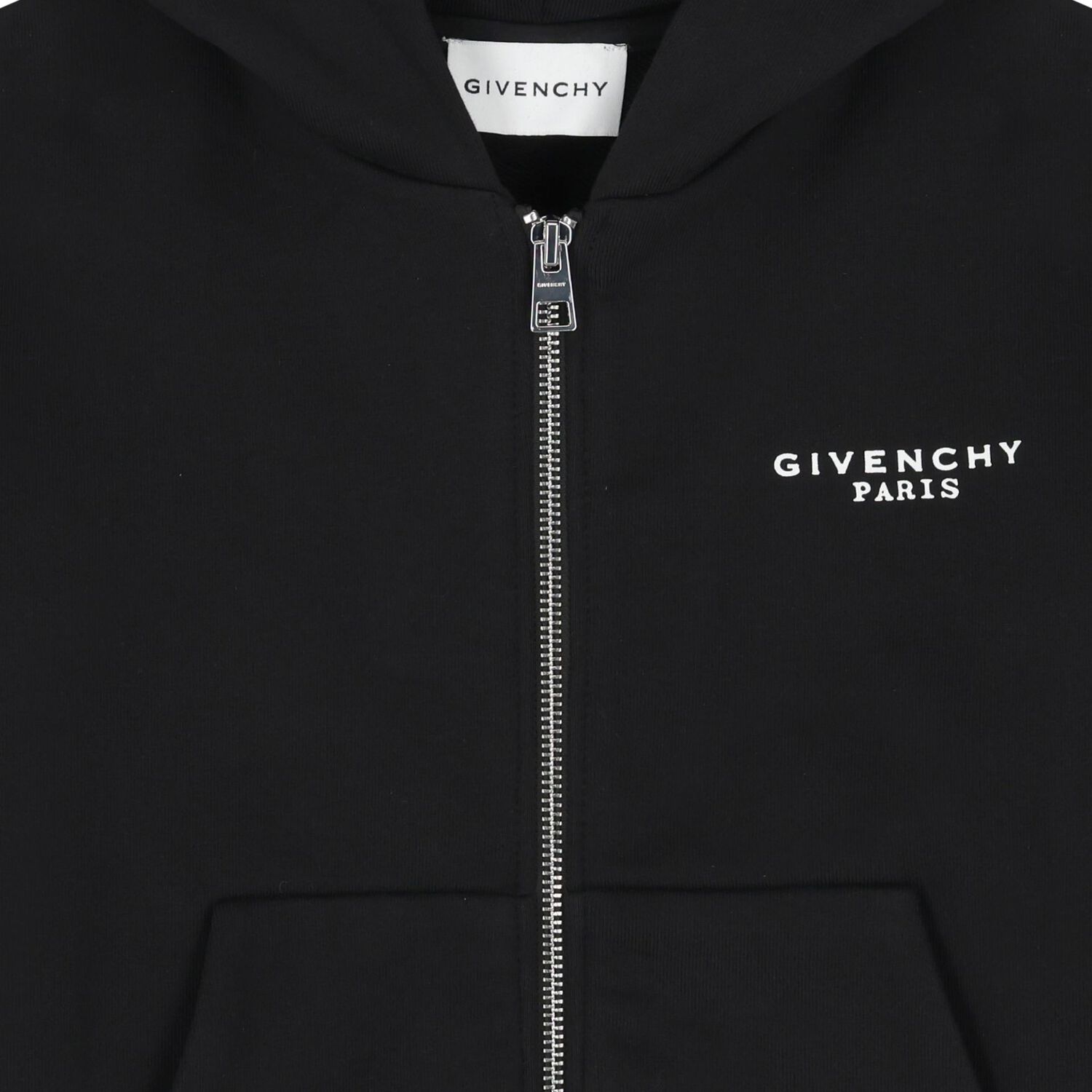 Black Logo Hooded Zip Up Top, 1, hi-res