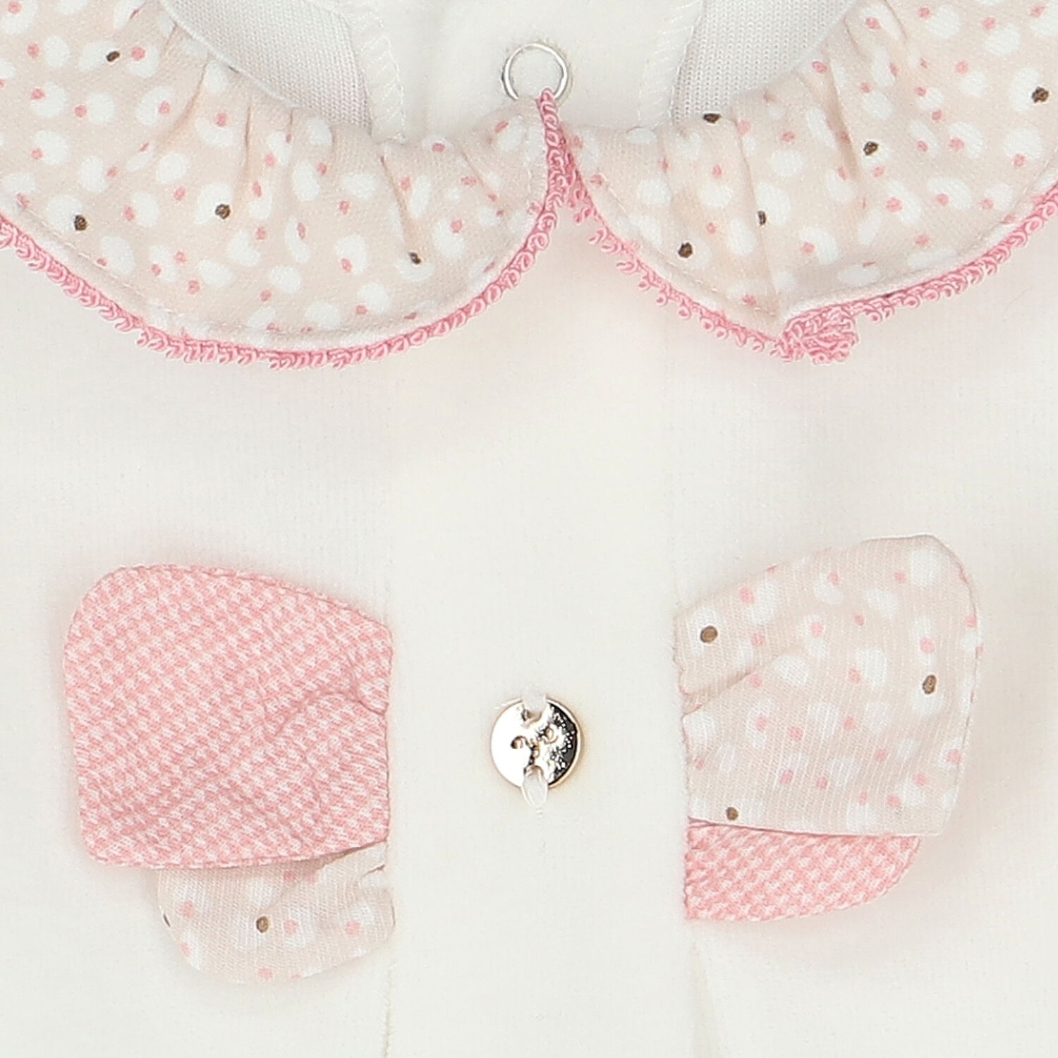 Baby Girls White & Pink Bow Babygrow, 1, hi-res image number null