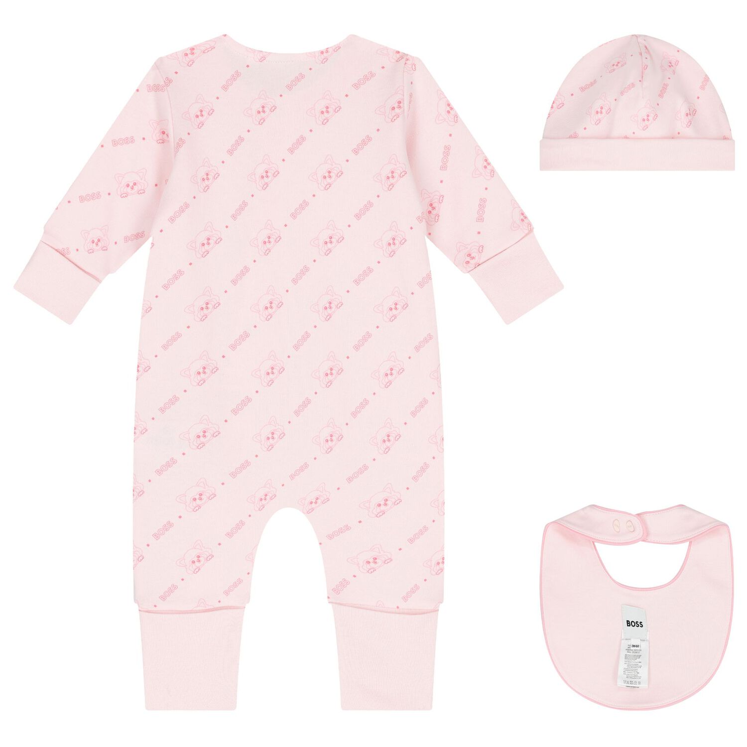 Baby Girls Pink Logo Romper Gift Set, 1, hi-res
