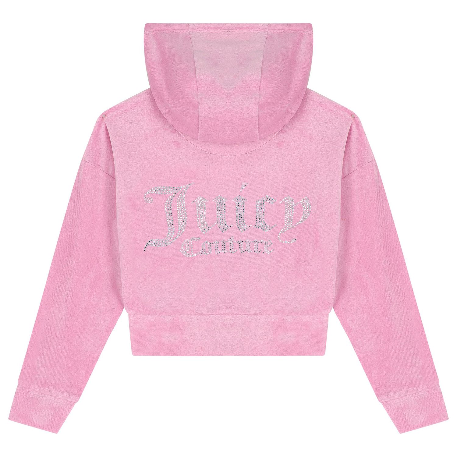 Girls Pink Embellished Logo Hooded Zip Up Top, 1, hi-res