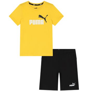 Boys Yellow & Black Logo Shorts Set