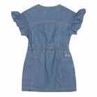 Girls Blue Denim Embroidered Dress, 1, hi-res