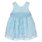 Younger Girls Blue Cut-Out Flowers Dress, 2, hi-res