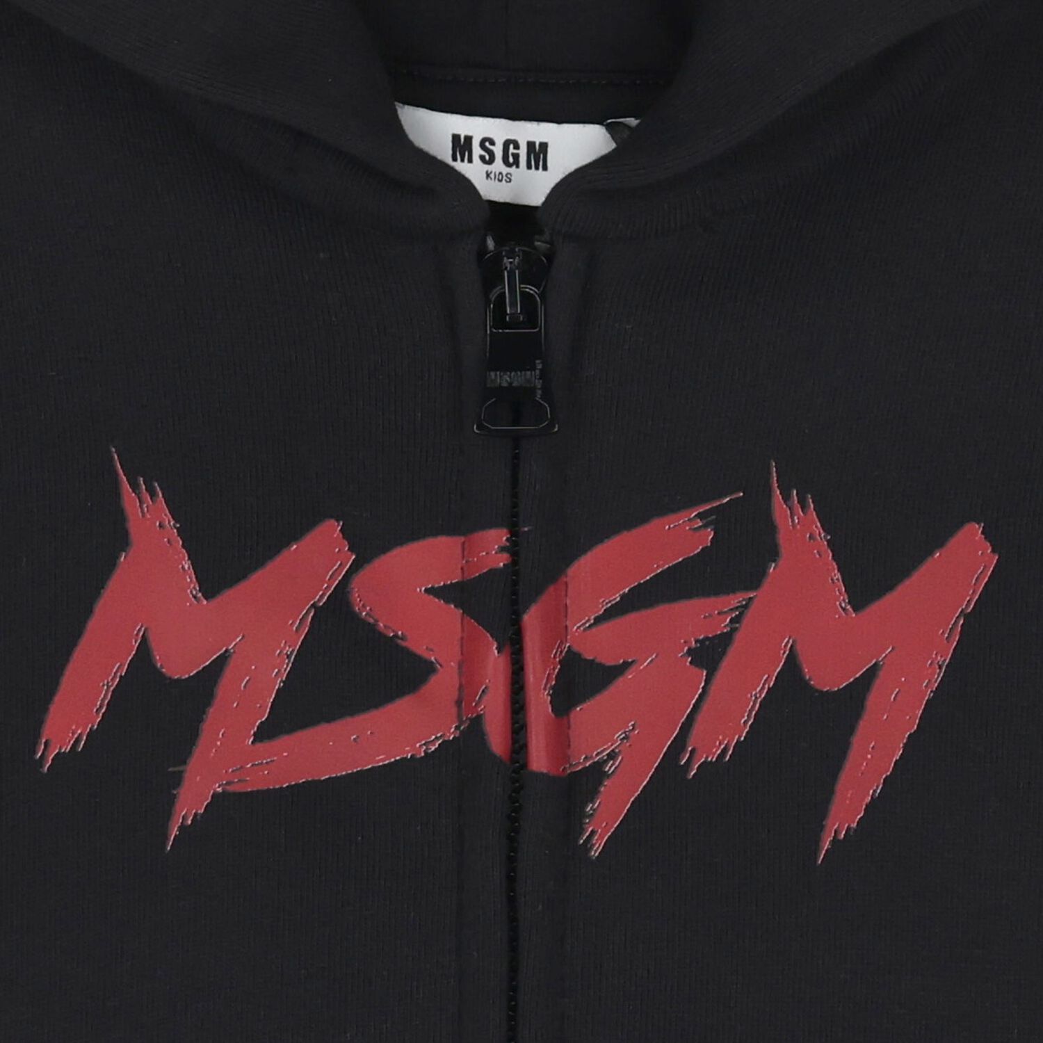 Black Logo Hooded Zip Up Top, 1, hi-res