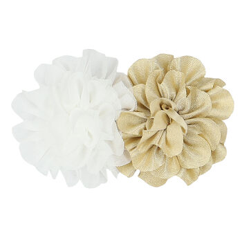 Girls White & Gold Flower Hair Clip