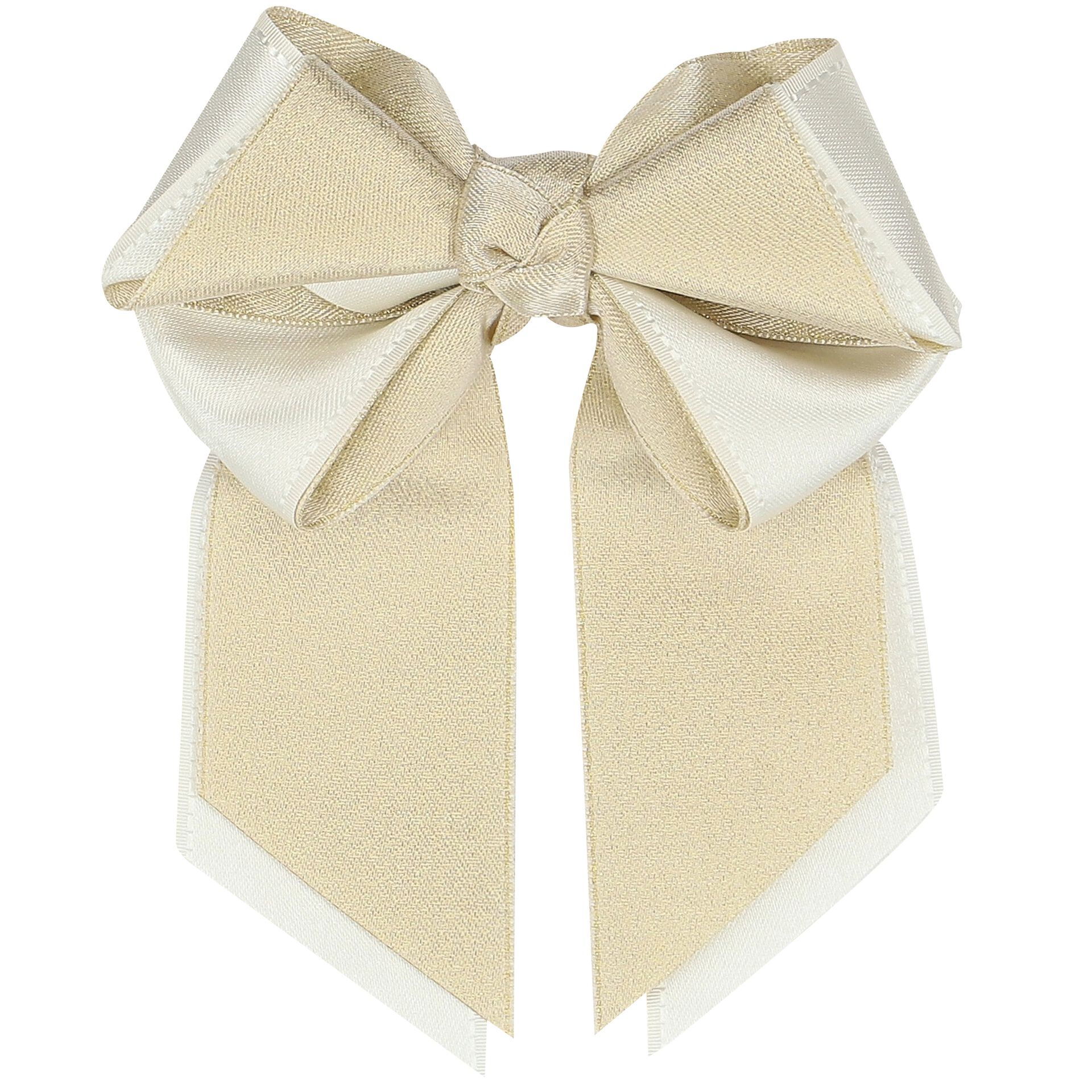 Abel & Lula Girls Gold & Ivory Ribbon Bow Hair Clip | Junior Couture