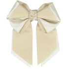 Girls Gold & Ivory Ribbon Bow Hair Clip, 1, hi-res