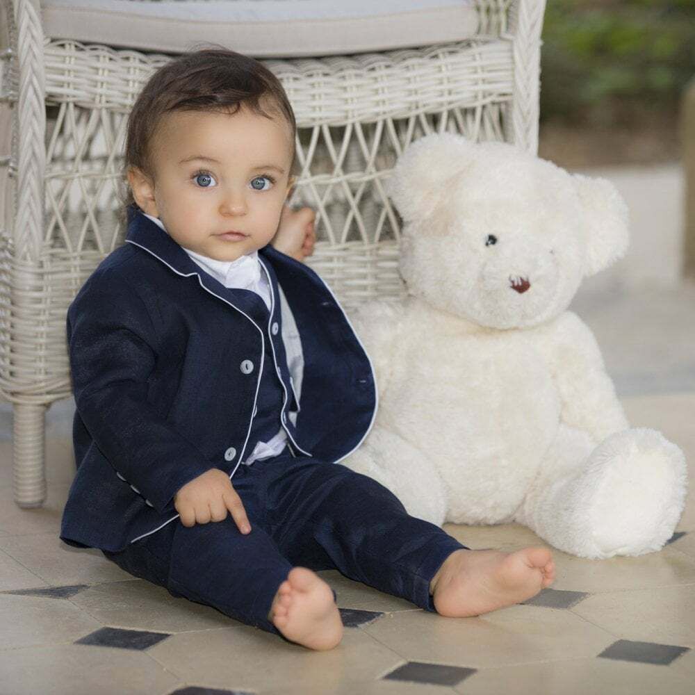 baby boy white linen shirt