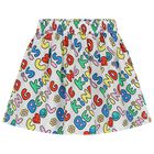 Girls White Slogan Skirt, 1, hi-res
