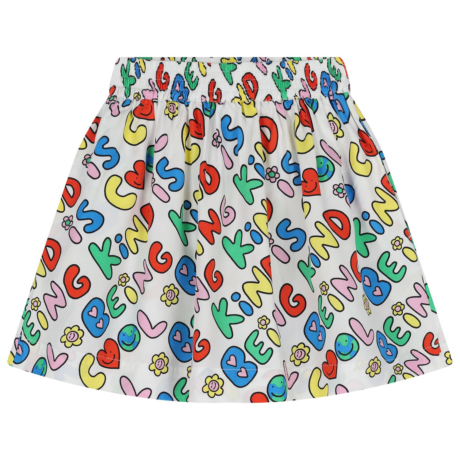 Girls White Slogan Skirt, 1, hi-res