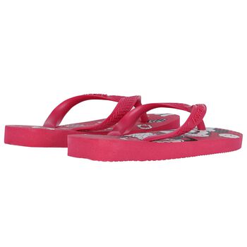 Girls Pink Disney Logo Flip Flops