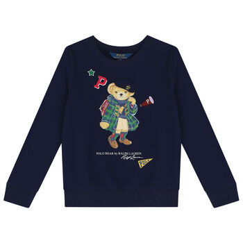 Girls Navy Blue Polo Bear Sweatshirt