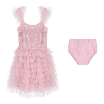 Baby Girls Pink Embellished Tulle Dress Set