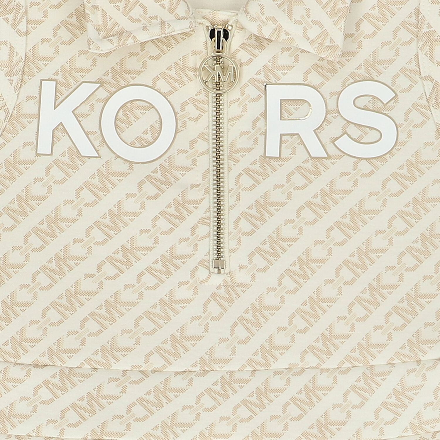 Girls Ivory & Beige Logo Dress, 1, hi-res image number null