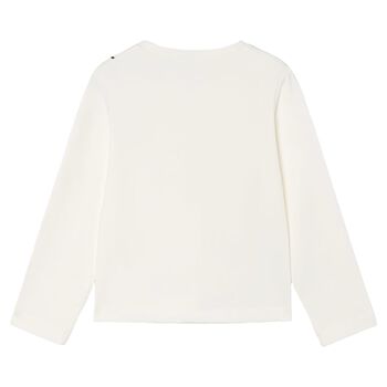 Girls Ivory Embroidered Floral Long Sleeve Top