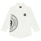 Boys White Logo Shirt, 1, hi-res