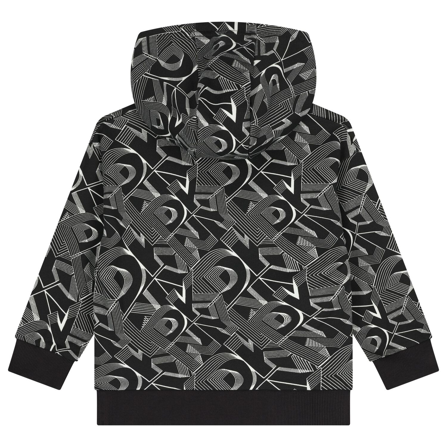 Boys Black & White Logo Hooded Top, 1, hi-res