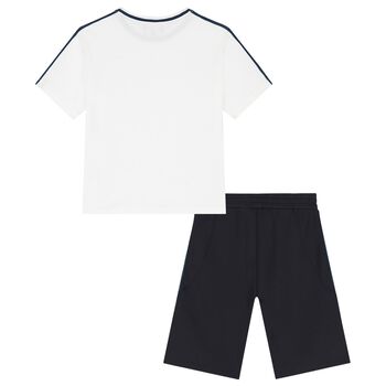 Boys Ivory & Navy Blue Shorts Set