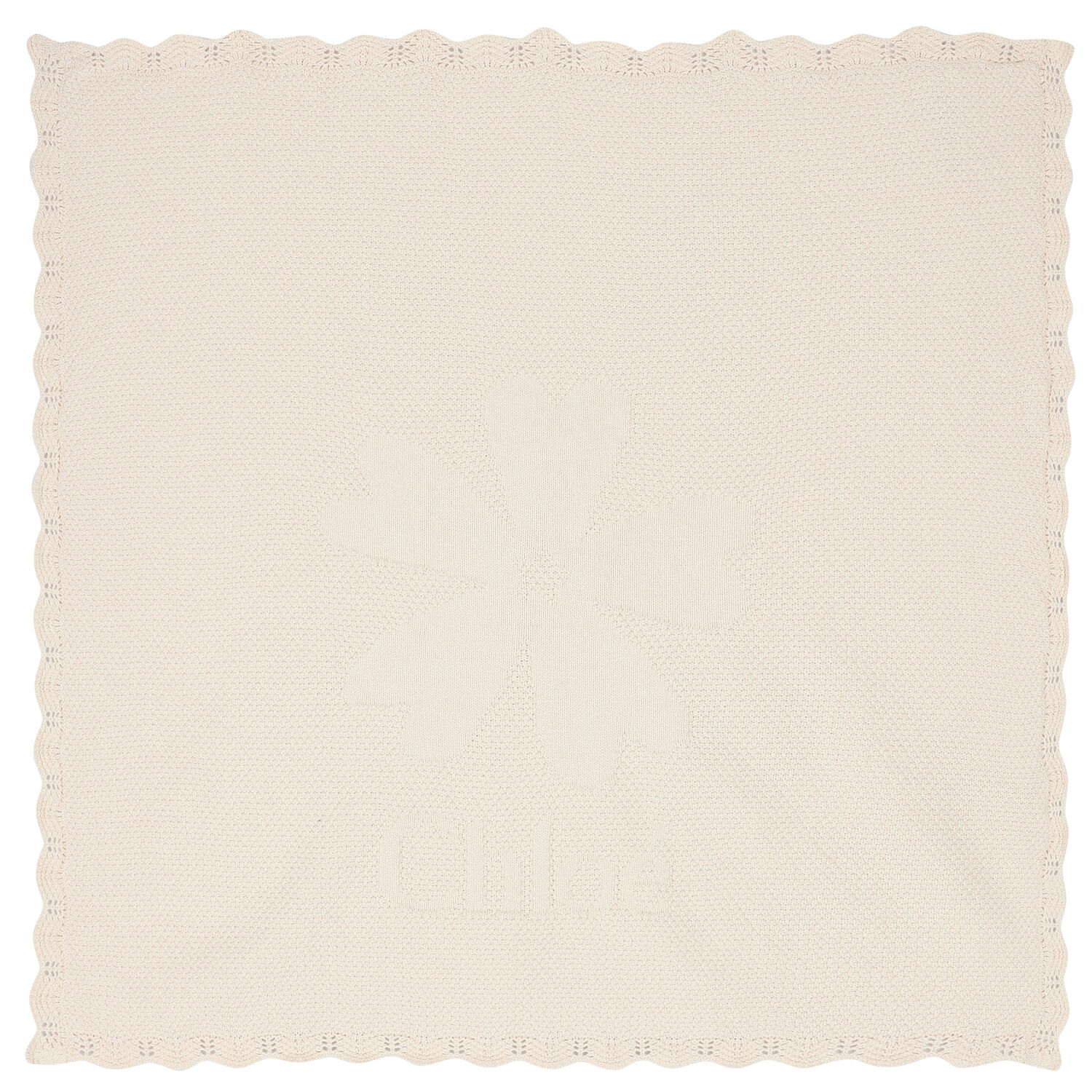 Baby Girls Ivory Logo Knitted Blanket, 1, hi-res