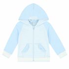 Boys Blue & White Stripe Hooded Top, 1, hi-res