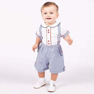 Baby Boys White & Blue Shorts Set 
