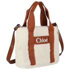 Girls Ivory & Beige Sherpa Fleece Bag, 2, hi-res