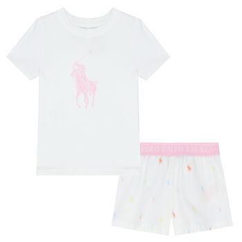 Girls White Logo Pyjamas
