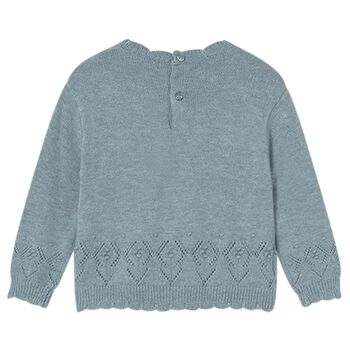 Younger Girls Blue Knitted Jumper
