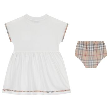 Baby Girls White Check Dress Set
