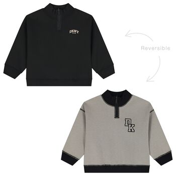 Boys Beige & Black Reversible Sweatshirt