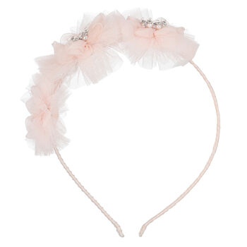 Girls Pink Tulle Flower Hairband