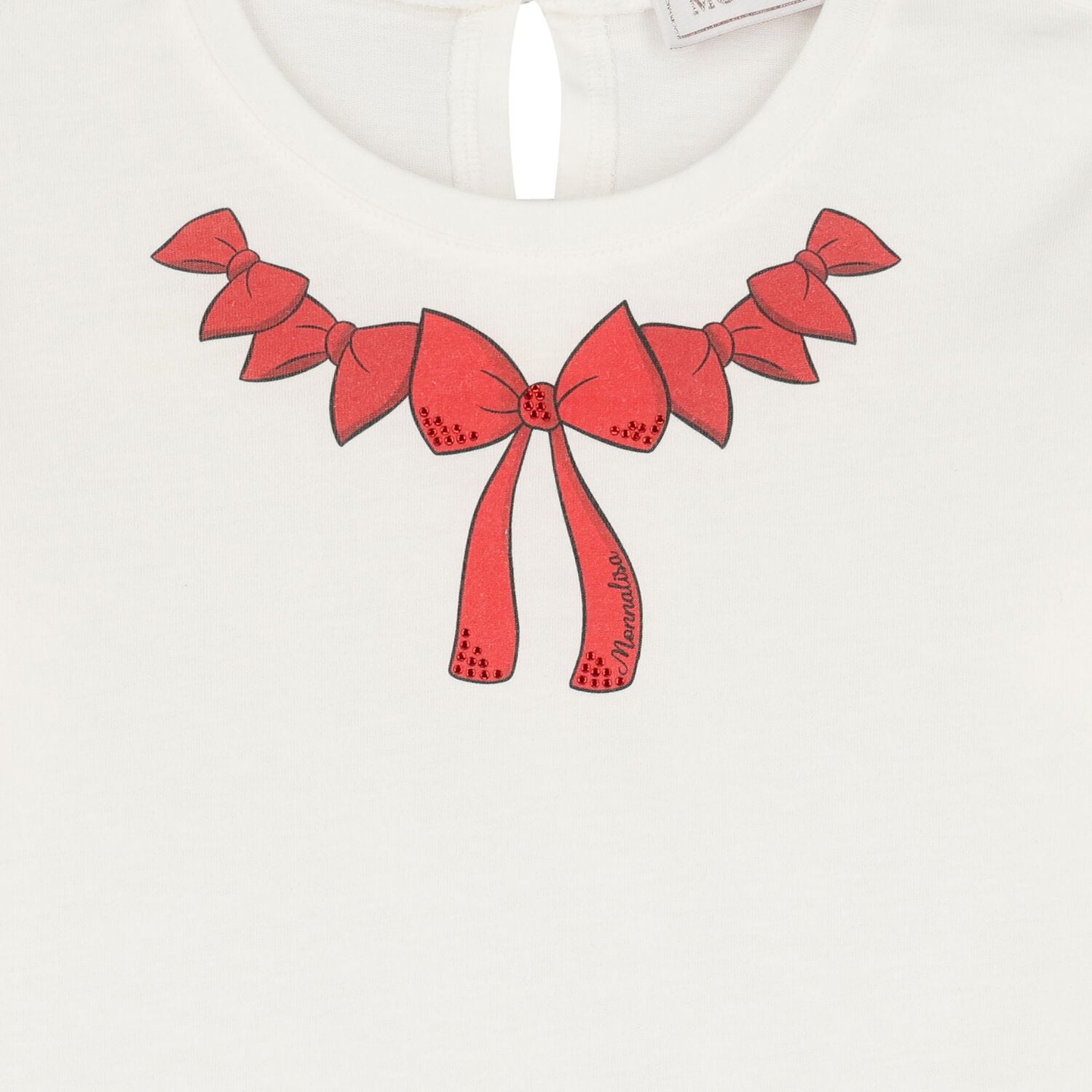 Girls Ivory & Red Bow Skirt Set, 1, hi-res