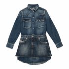 Girls Blue Denim Dress, 1, hi-res