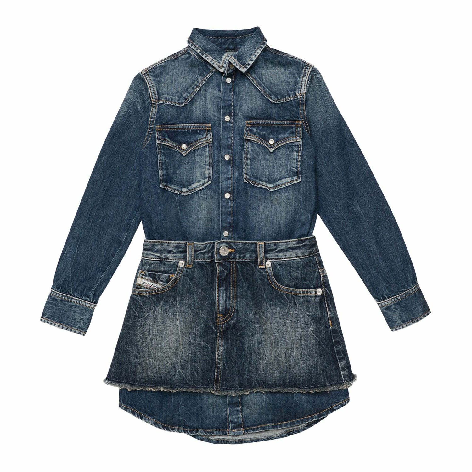 Girls Blue Denim Dress, 1, hi-res image number null