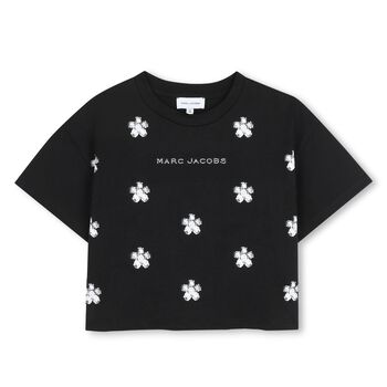 Girls Black Flower Logo T-Shirt