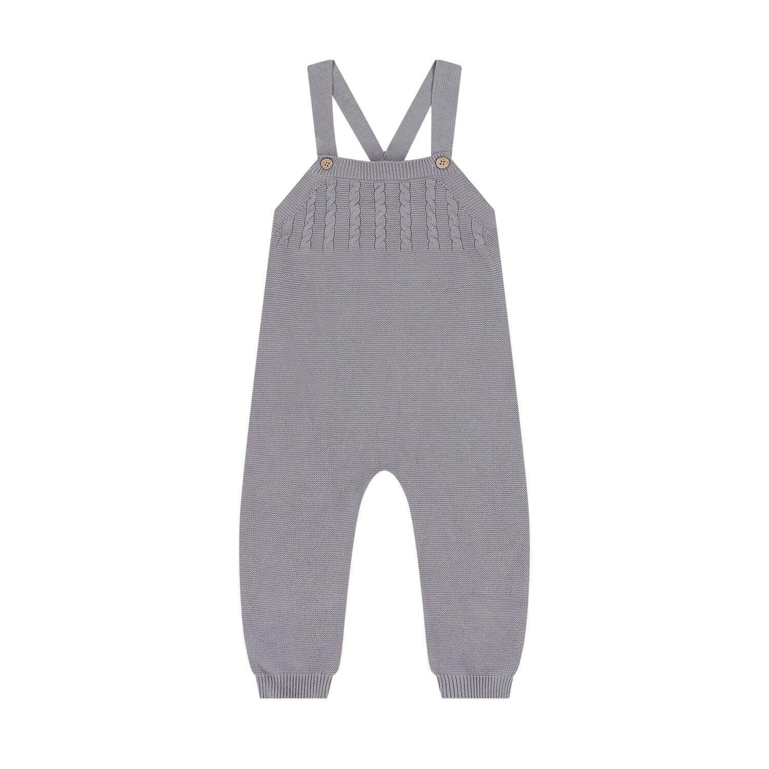 Baby Boys White, Beige & Grey Knitted Dungaree Set ( 3 Piece ), 1, hi-res