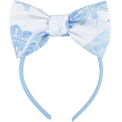 Girls Blue & White Bow Hairband