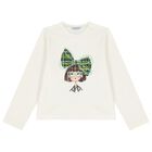 Girls Ivory Printed Long Sleeve Top, 2, hi-res