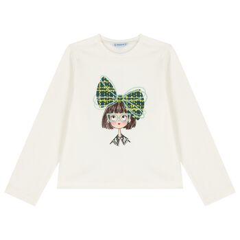 Girls Ivory Long Sleeve Top