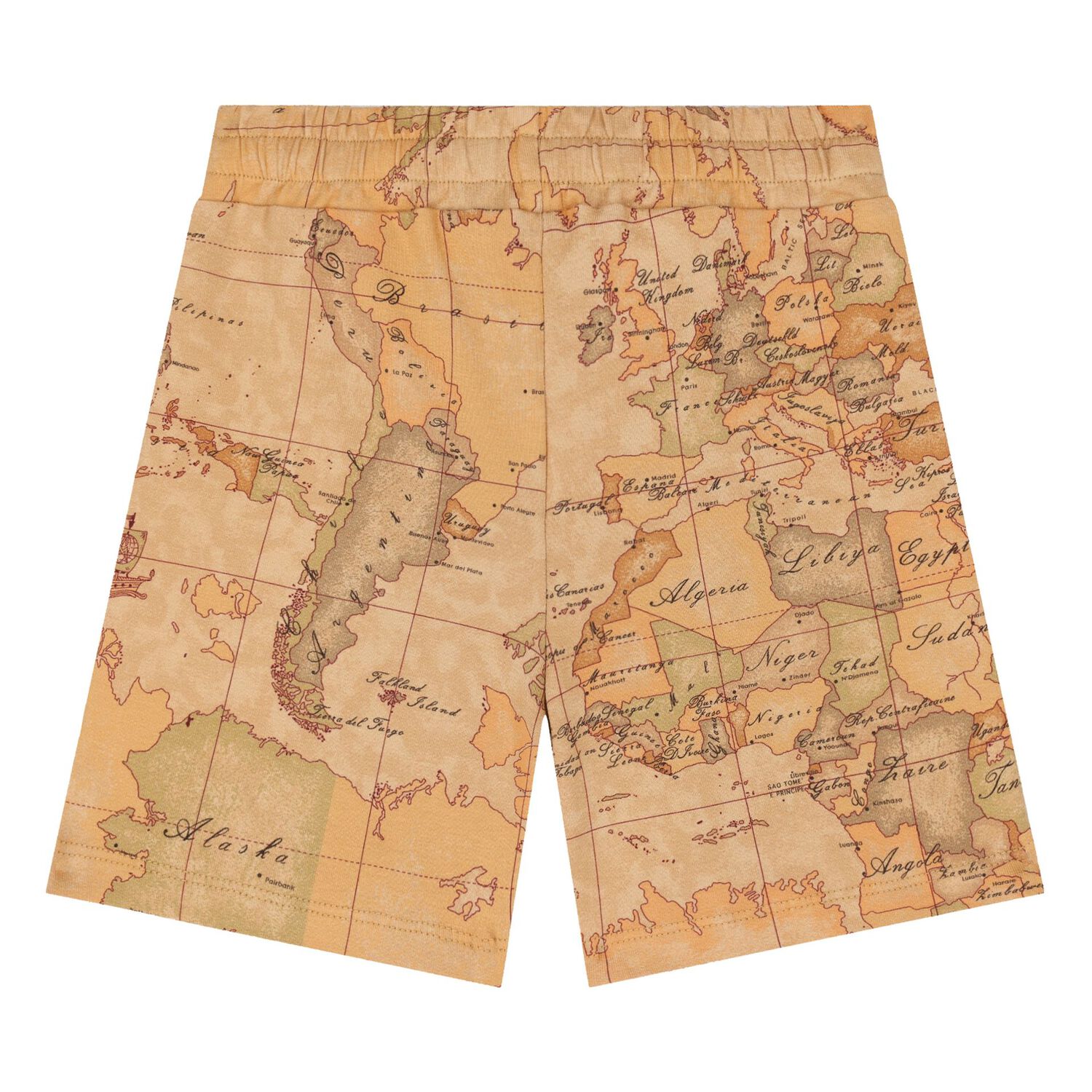 Boys Beige Geo Map Shorts, 1, hi-res image number null