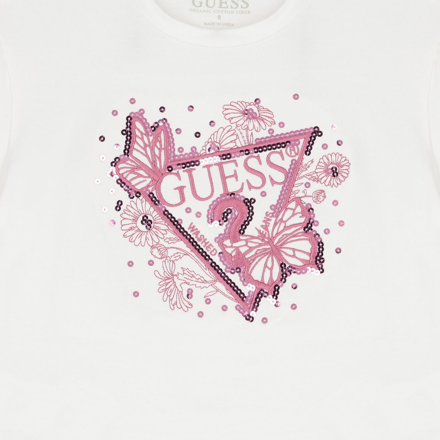 Girls White Logo Sequin T-Shirt, 1, hi-res image number null