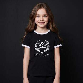 Girls Black & White Logo T-Shirt
