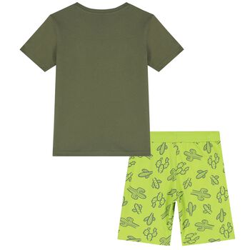 Boys Green Cactus Shorts Set