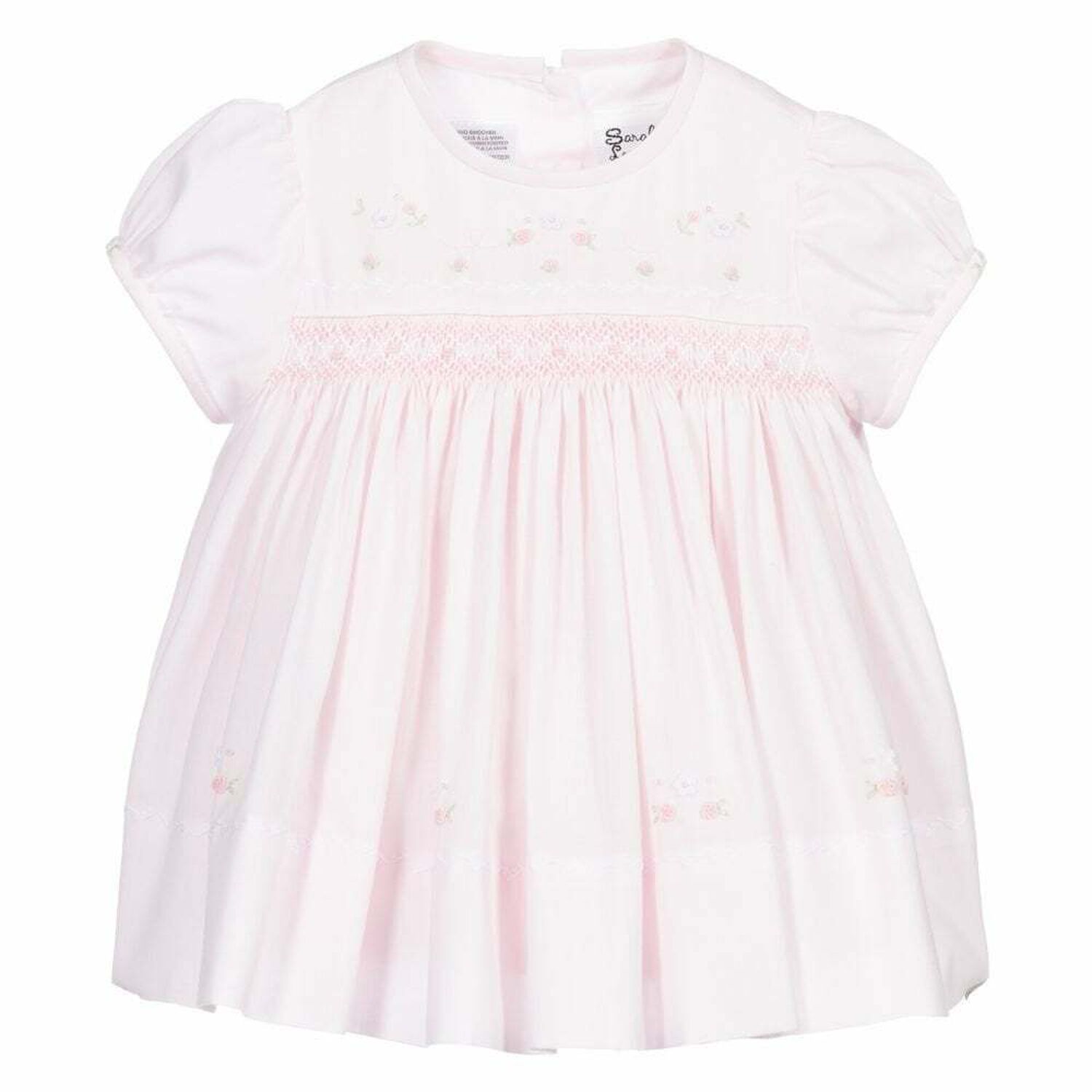 Baby Girls Pink Smocked Dress, 1, hi-res