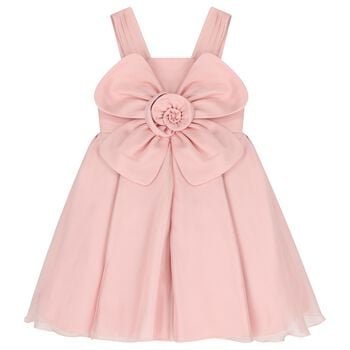 Girls Pink Flower Organza Dress