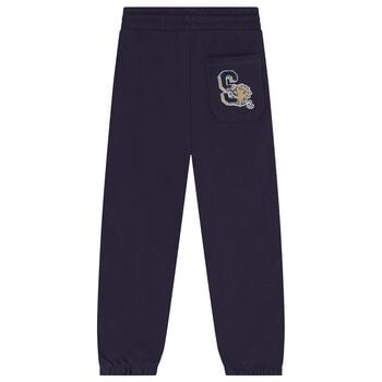 Boys Navy Blue Tiger Logo Joggers