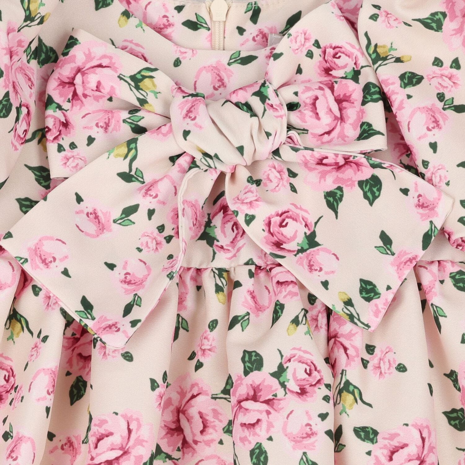 Baby Girls Pink Floral Puff Sleeve Dress, 1, hi-res