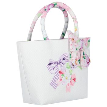 Girls Ivory Bow Floral Hand Bag