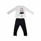Girls Ivory & Black Legging Set, 1, hi-res
